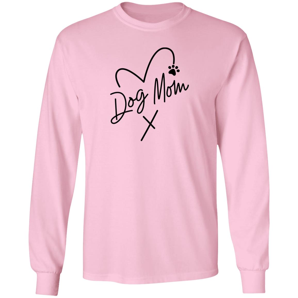 Dog Mom Heart Paw Long Sleeve Shirts Black Print