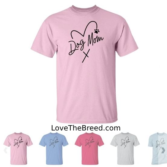 Dog Mom Heart Paw T-Shirts Black Print