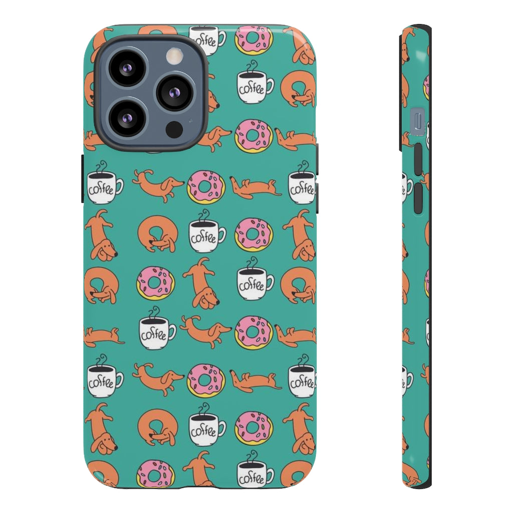 Dachshunds Coffee & Donuts Tough Phone Cases