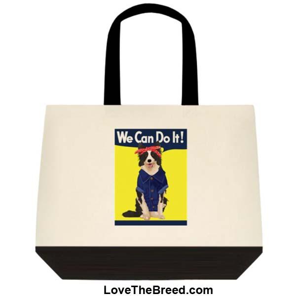 Border Collie Rosie the Riveter We Can Do It Extra Large Tote