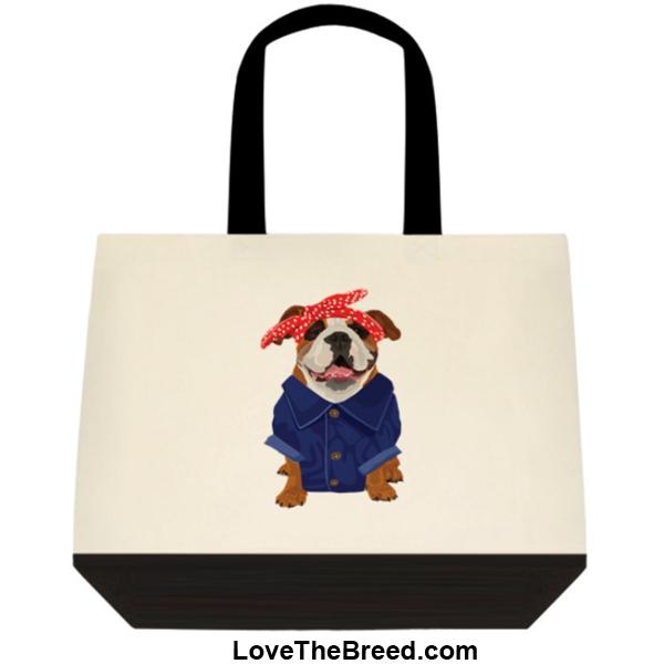Bulldog Rosie the Riveter DOG Extra Large Tote