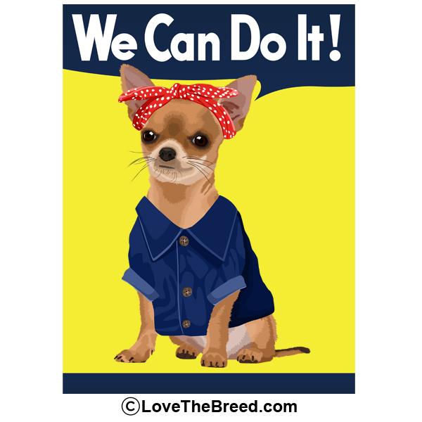 Chihuahua Rosie the Riveter We Can Do It Extra Large Tote