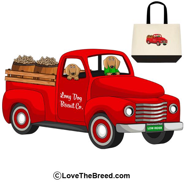 Dachshund Biscuit Truck Brown Dogs Extra Large Tote
