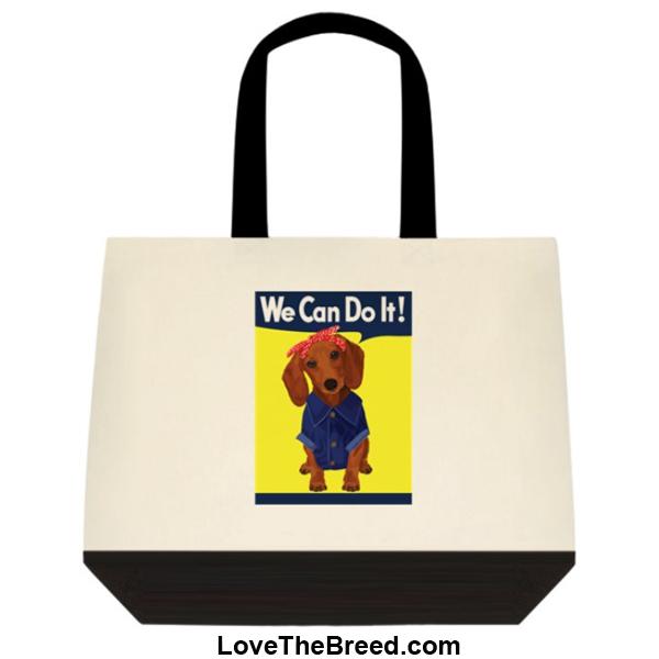 Dachshund Brown Rosie the Riveter Extra Large Tote