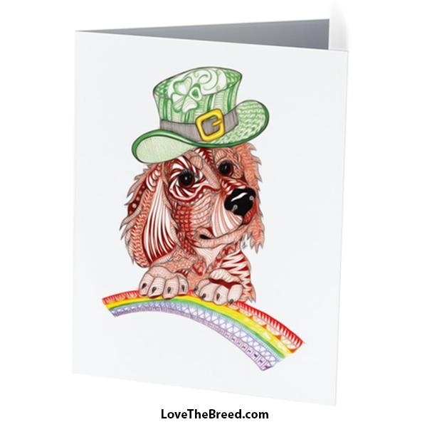 Dachshund Irish Rainbow Note Card - with Envelope + FREE SHIPPING