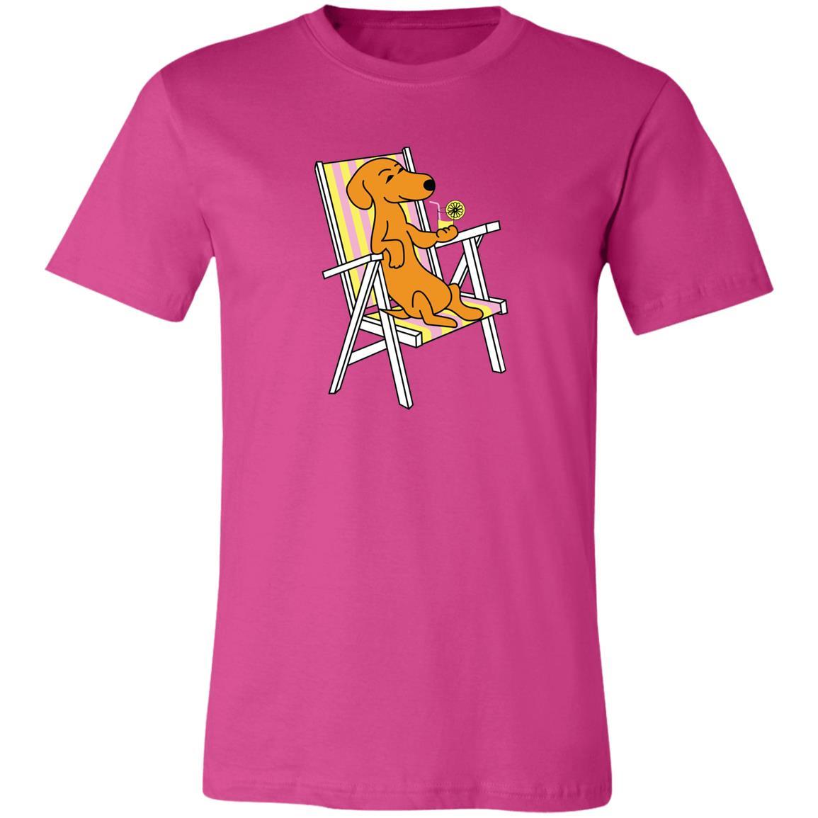 Dachshund on Beach Chair with Lemonade T-Shirts + Long Sleeves