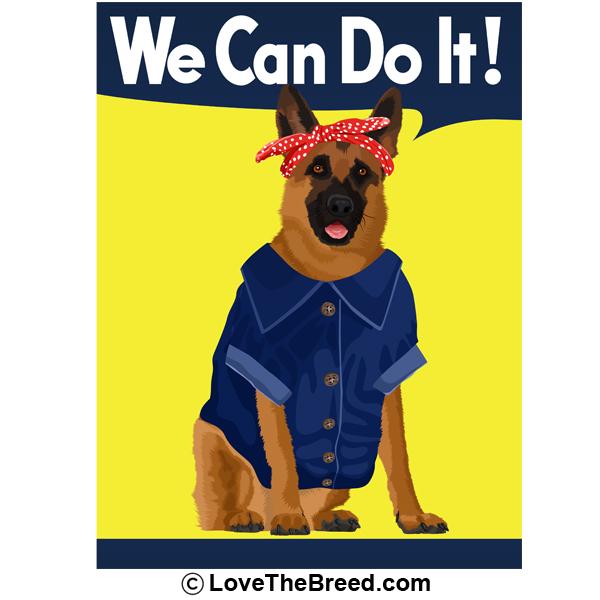 German Shepherd Rosie the Riveter We Can Do It Extra Large Tote