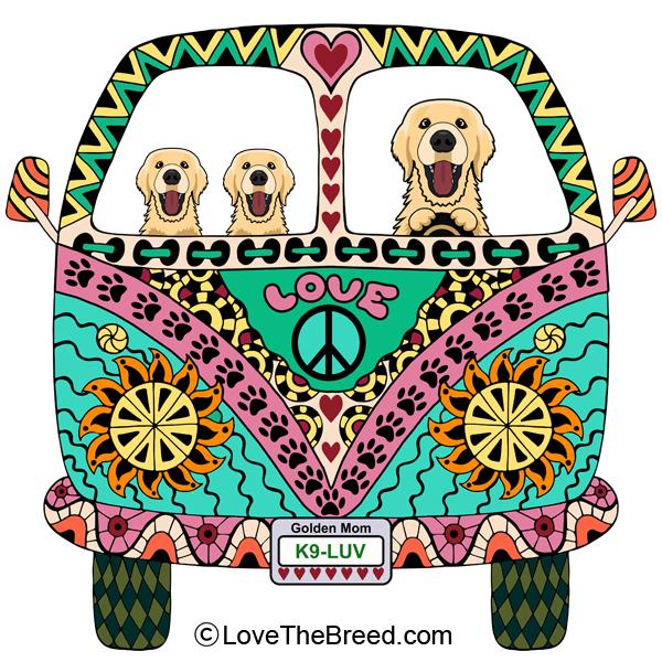 Golden Retriever Love Bus Extra Large Tote