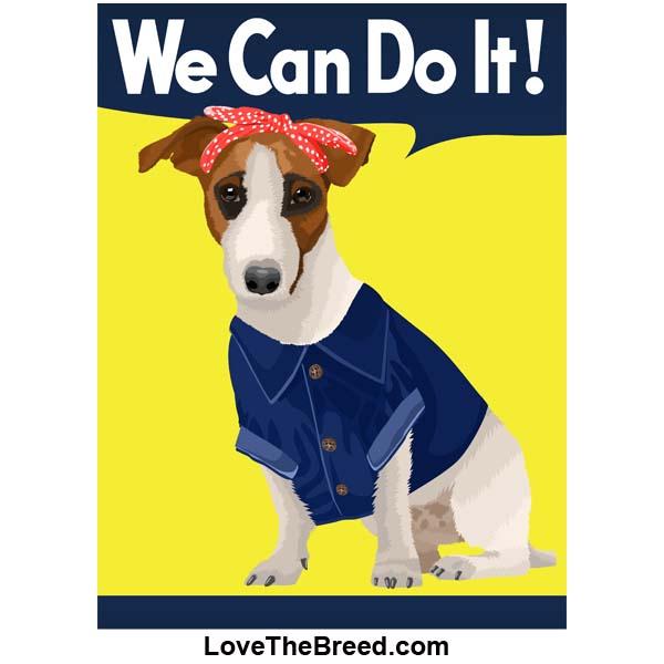 Jack Russell Rosie the Riveter We Can Do It Extra Large Tote