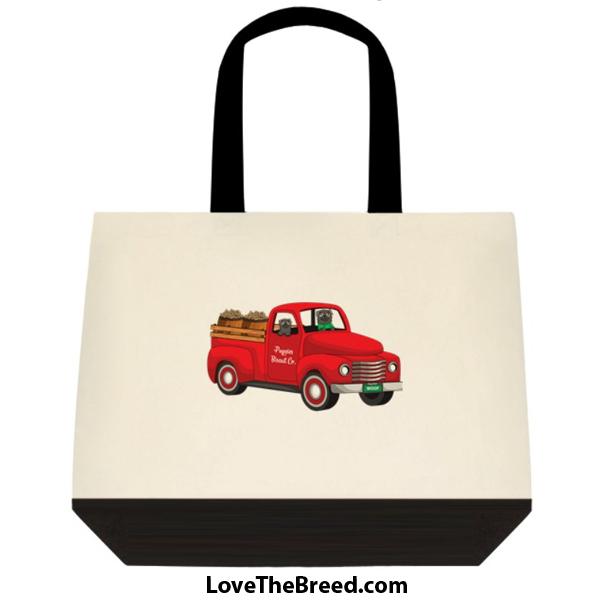 Pug Black Biscuit Truck Extra Large Tote