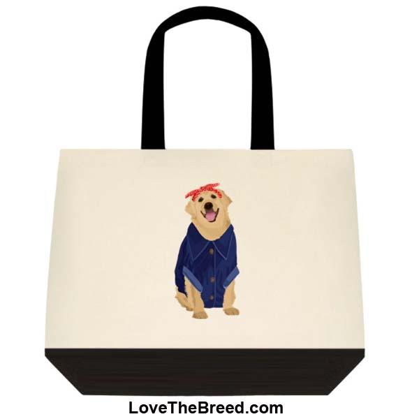 Yellow Labrador Rosie the Riveter DOG Extra Large Tote