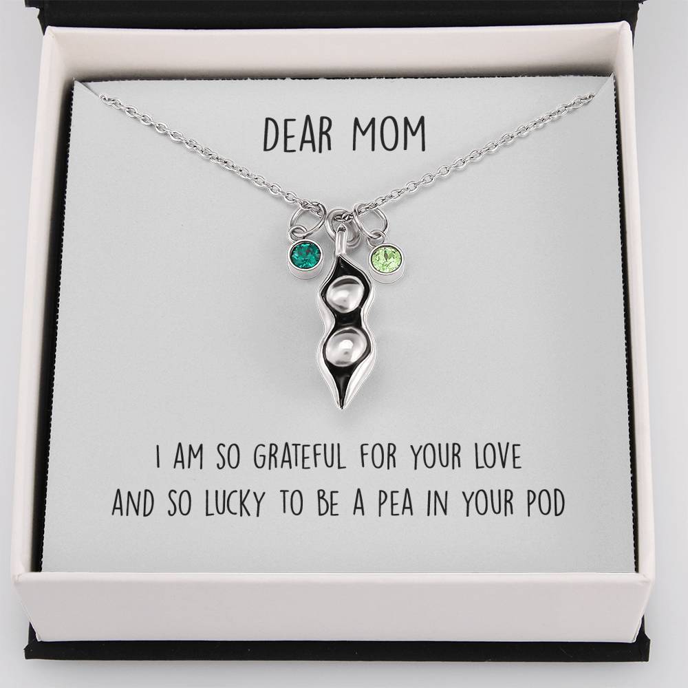 Dear Mom Lucky To Be In Your Pod Personalized Peas in a Pod Necklace