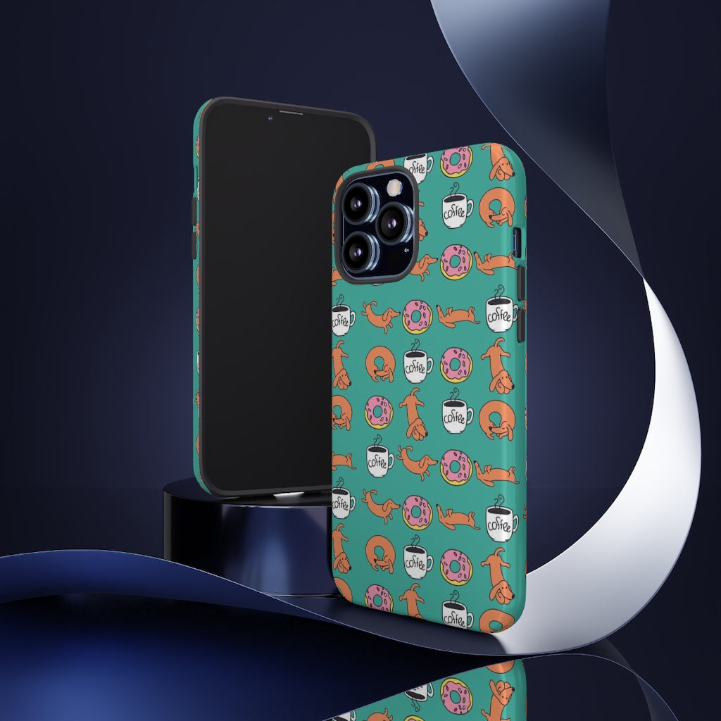 Dachshunds Coffee & Donuts Tough Phone Cases