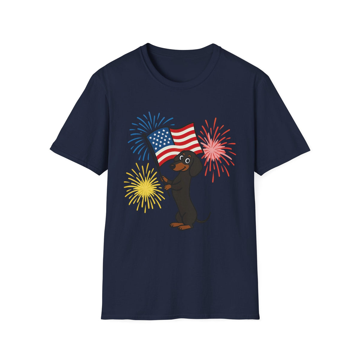 Printify T-Shirt Navy / S Patriotic Dog Celebrate Independence Unisex Softstyle T-Shirt