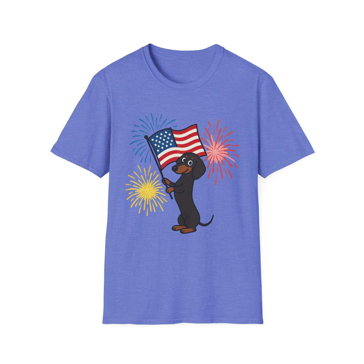 Printify T-Shirt Heather Royal / S Patriotic Dog Celebrate Independence Unisex Softstyle T-Shirt