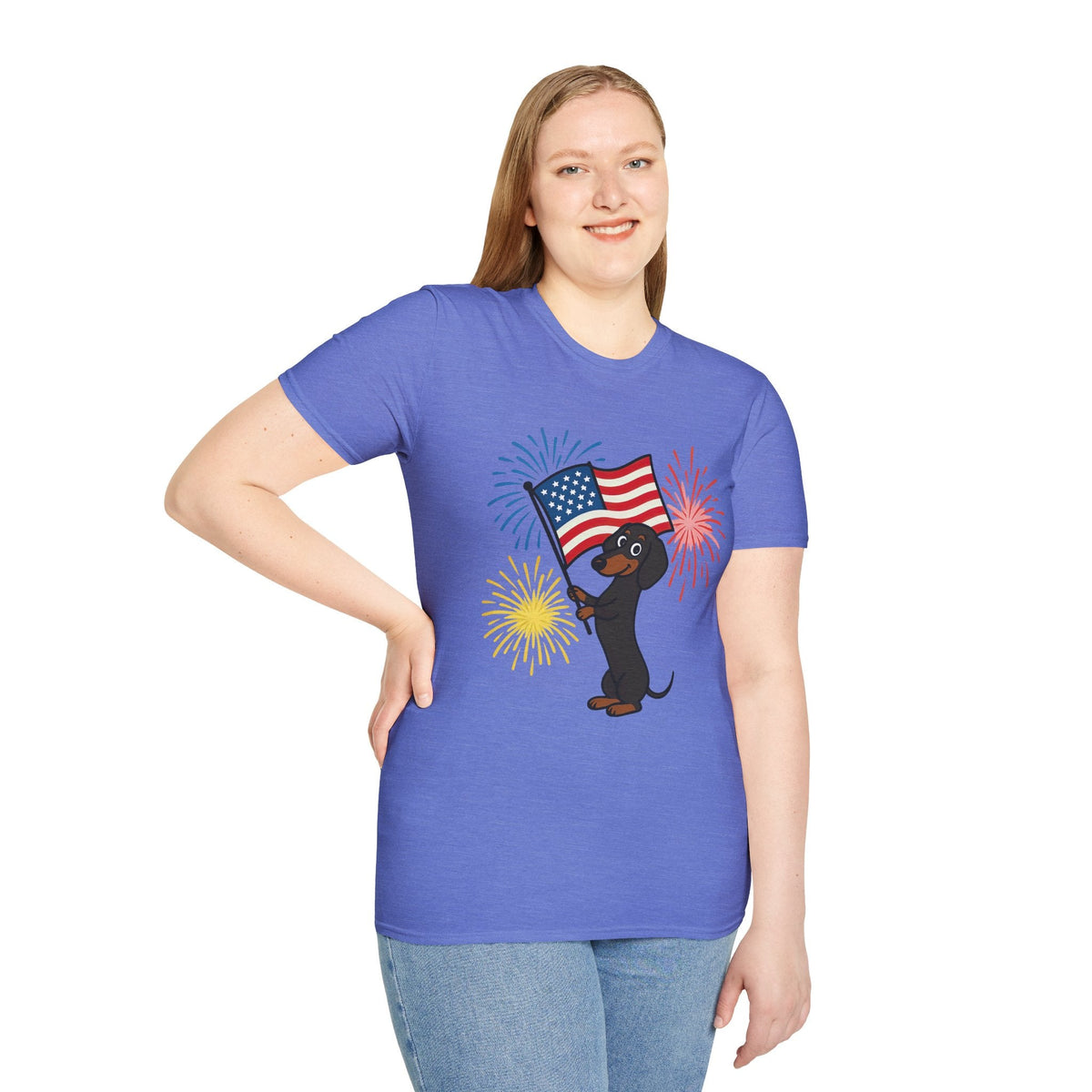 Printify T-Shirt Patriotic Dog Celebrate Independence Unisex Softstyle T-Shirt