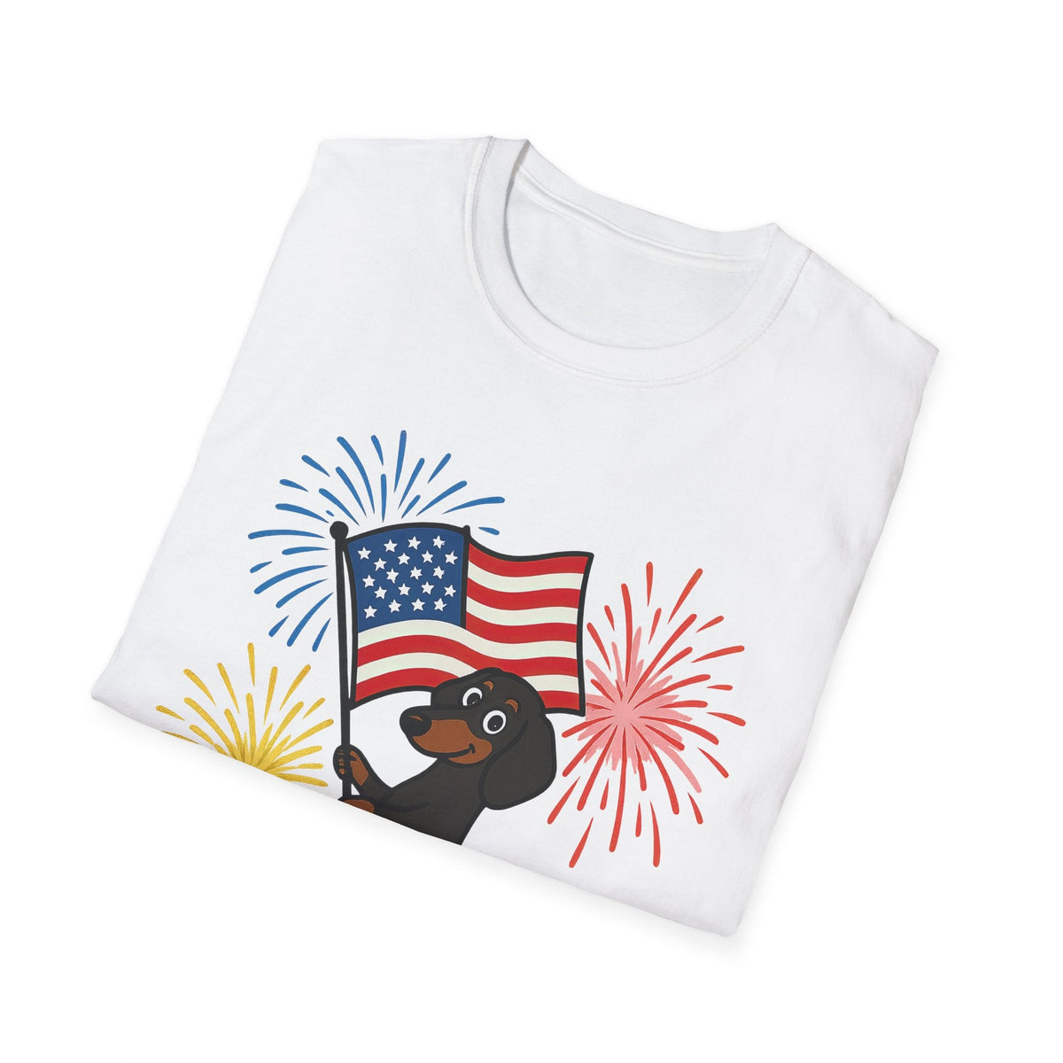 Printify T-Shirt Patriotic Dog Celebrate Independence Unisex Softstyle T-Shirt