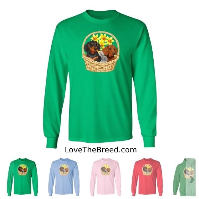 Dachshunds and Bunny Basket Long Sleeve Shirts