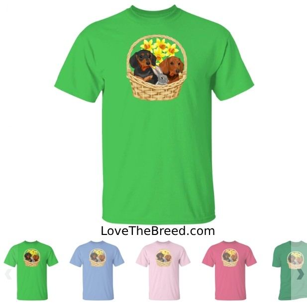 Dachshunds and Bunny Basket T-shirts