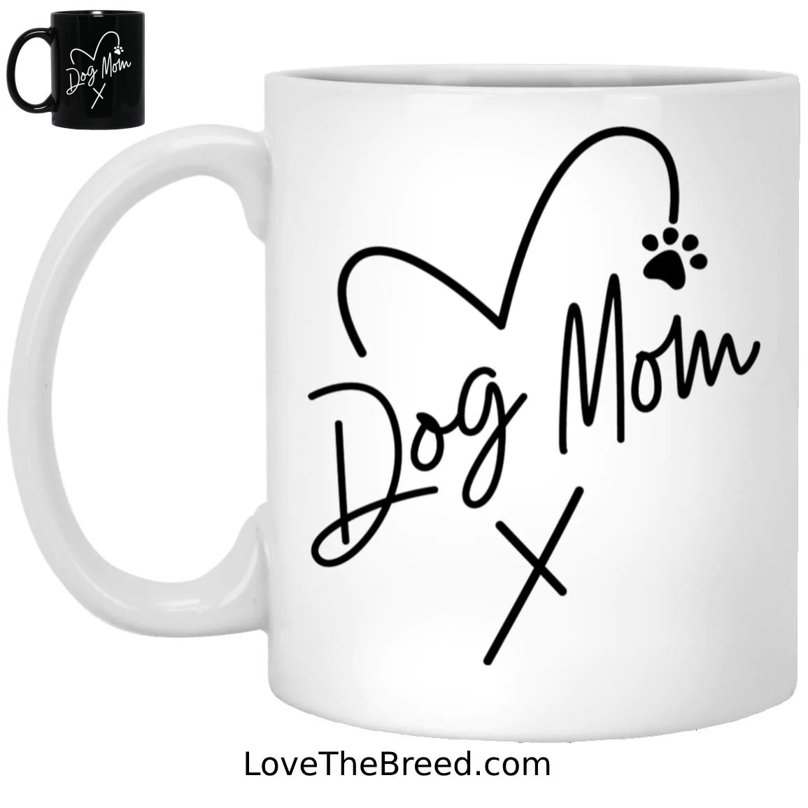 CustomCat Mugs Dog Mom Heart Paw Mugs