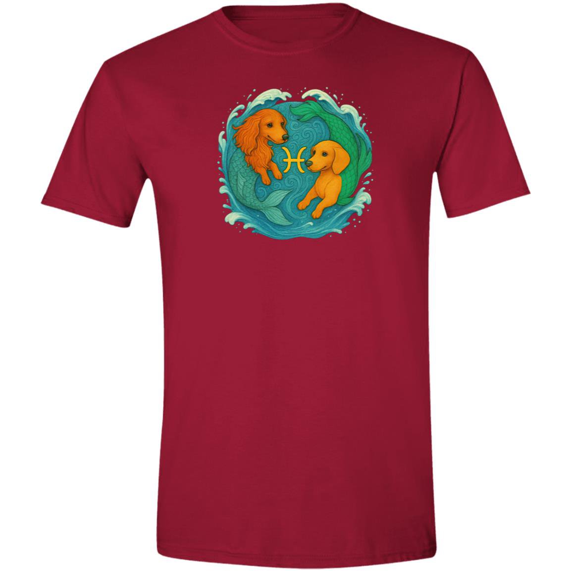 CustomCat T-Shirts Cardinal Red / S Pisces Dachshund Zodiac T-Shirt