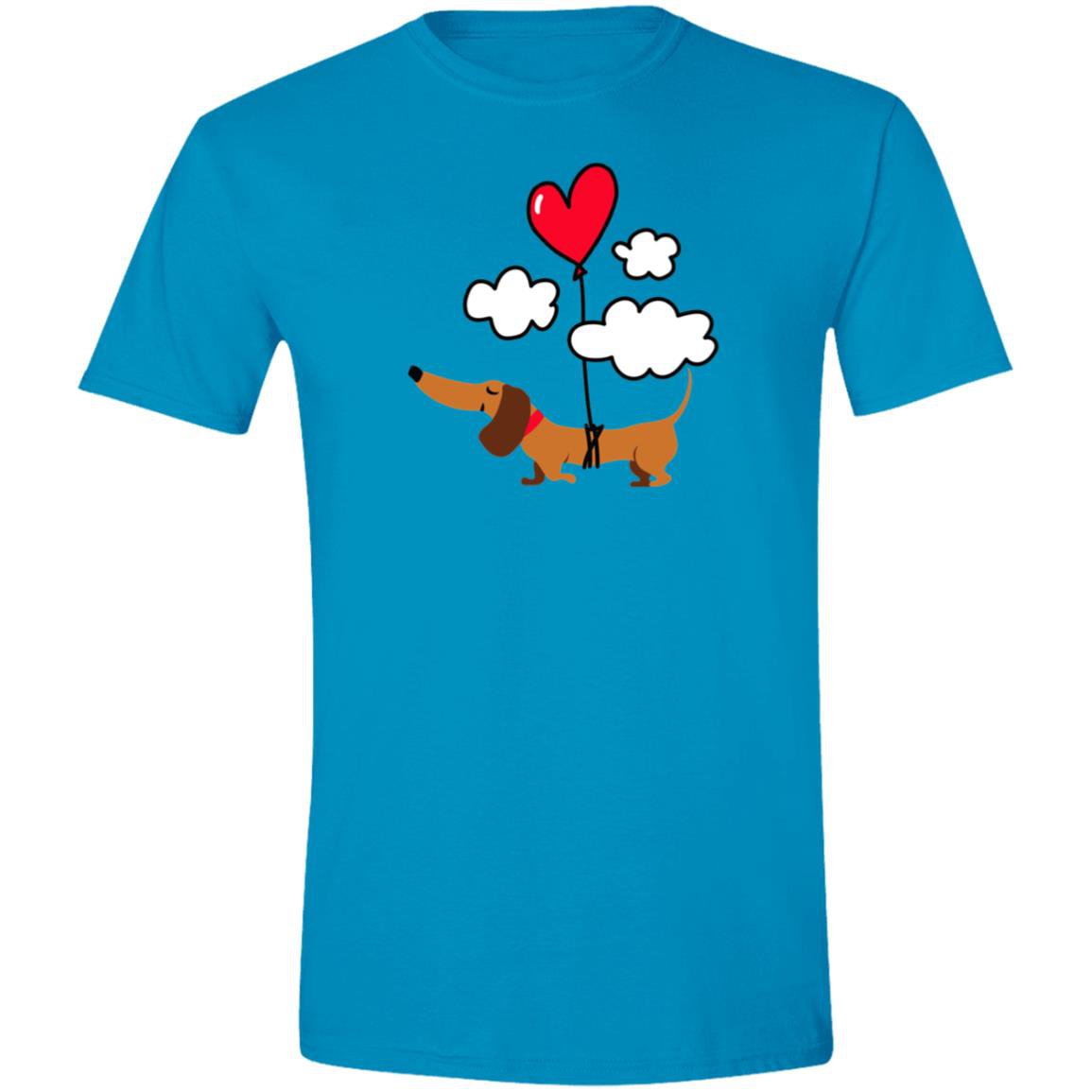 CustomCat T-Shirts Sapphire / S Dachshund Up Up and Away Heart Balloon T-Shirts