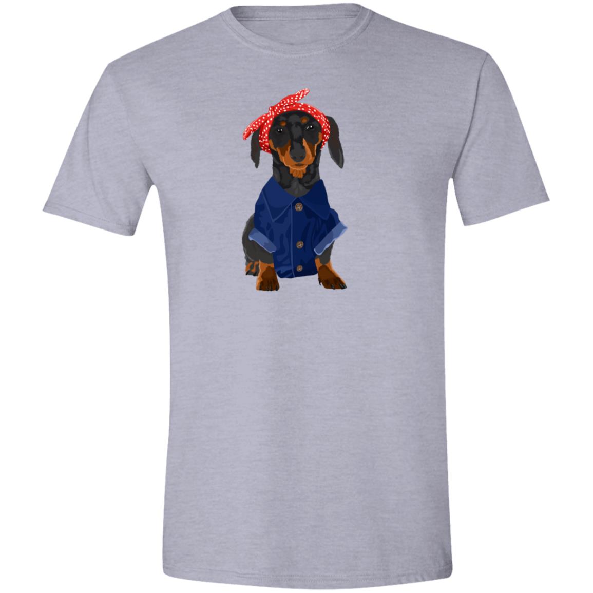 CustomCat T-Shirts Sport Grey / S Dachshund Black Tan Rosie the Riveter T-Shirts