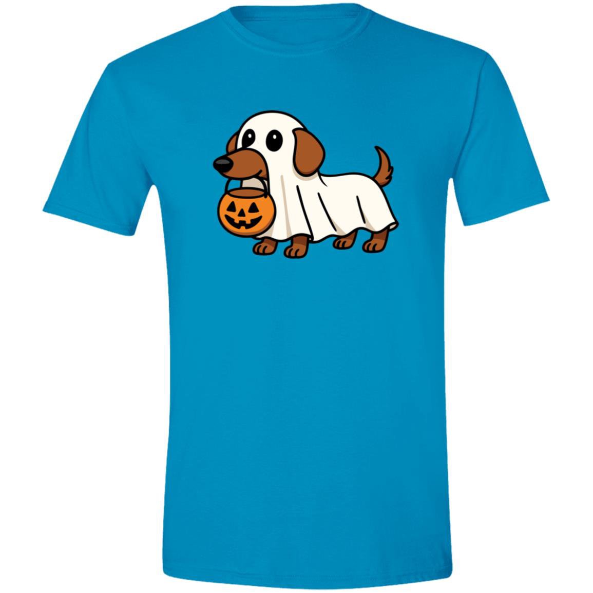 CustomCat Apparel No Trick or Treat / Sapphire / S Trick or Treat Dachshund Ghost Halloween T-Shirt