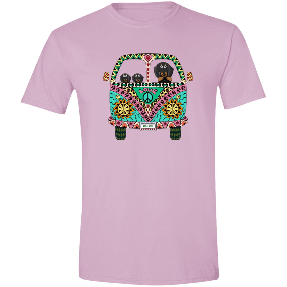 CustomCat T-Shirts Light Blue / S Dachshunds Love Bus Black Tan T-Shirts