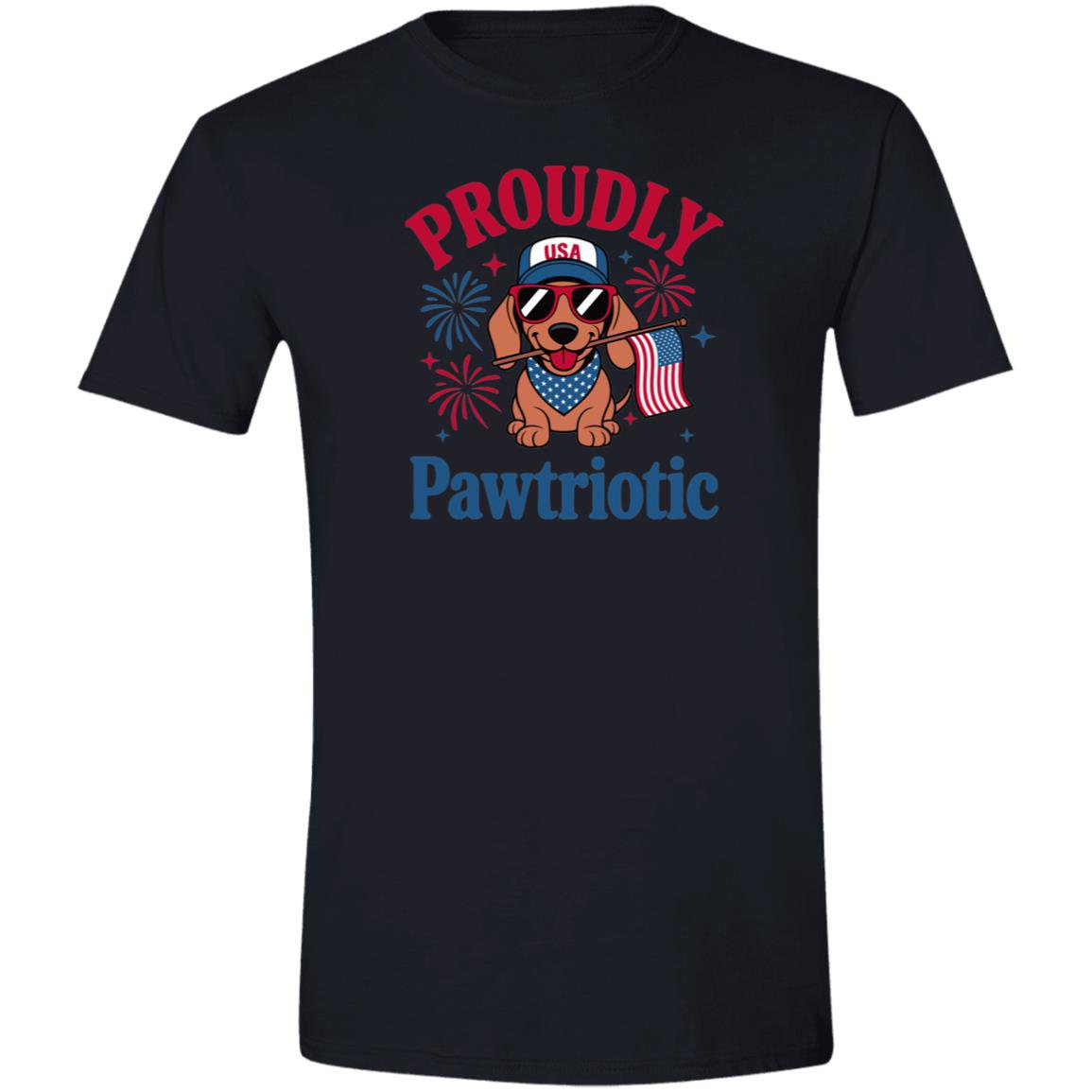 CustomCat T-Shirts White / S Proudly Pawtriotic Dachshund Brown / Red T-Shirt