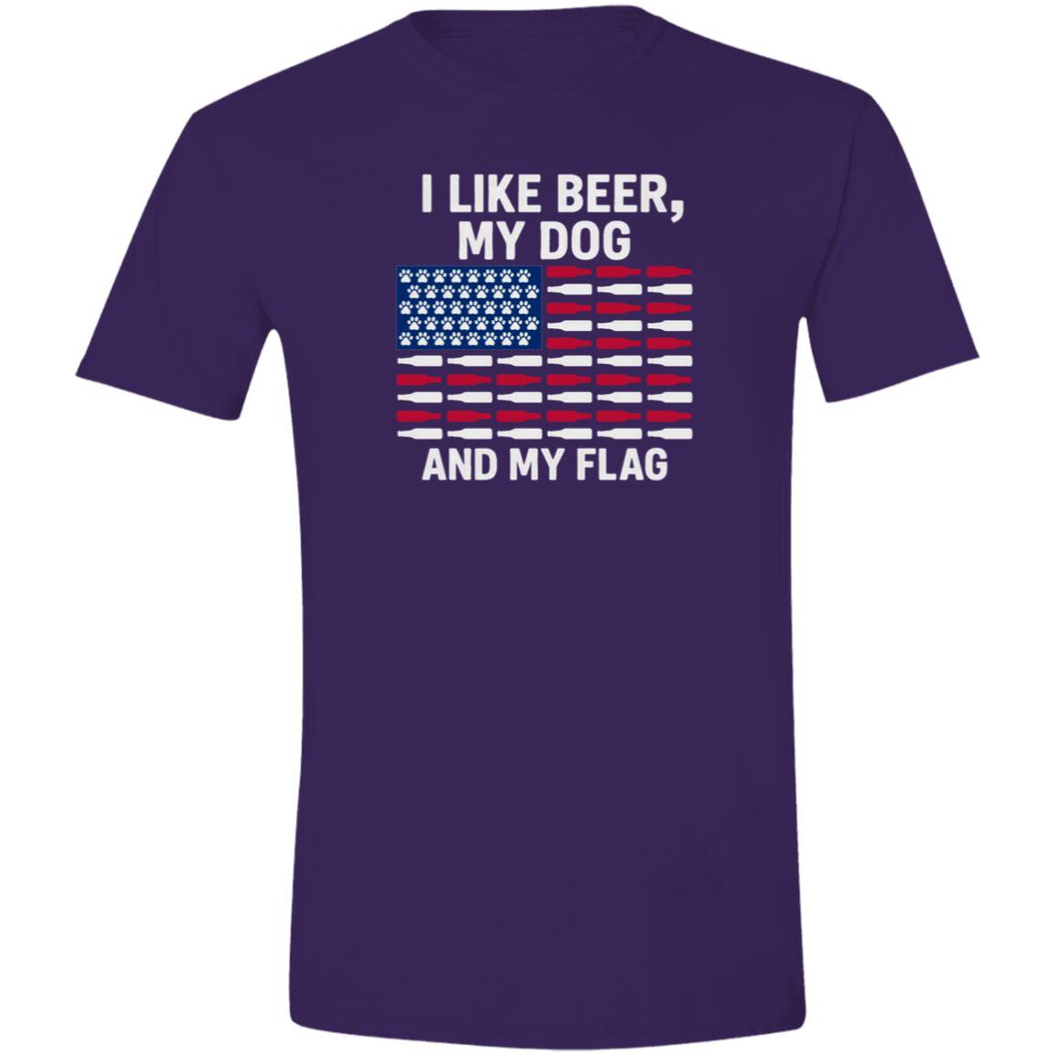 CustomCat T-Shirts Purple / X-Small I Like Beer, My Dog, and My Flag (paws) T-Shirt
