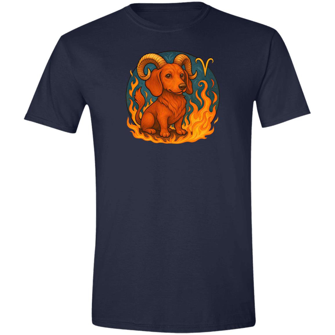 CustomCat T-Shirts Navy / S Aries Dachshund Zodiac T-Shirt