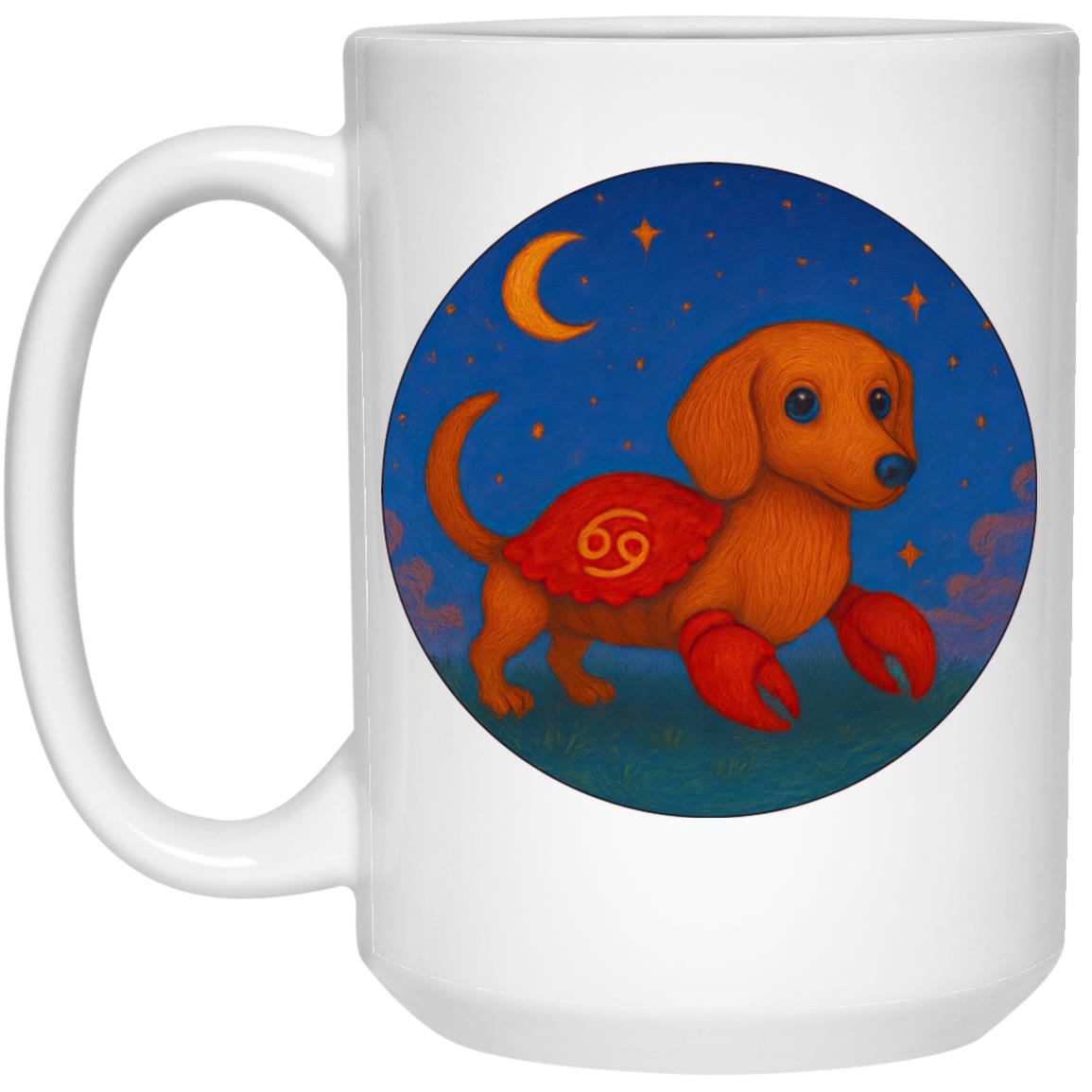 CustomCat Mugs 11oz White Mug Cancer Dachshund Zodiac Mugs