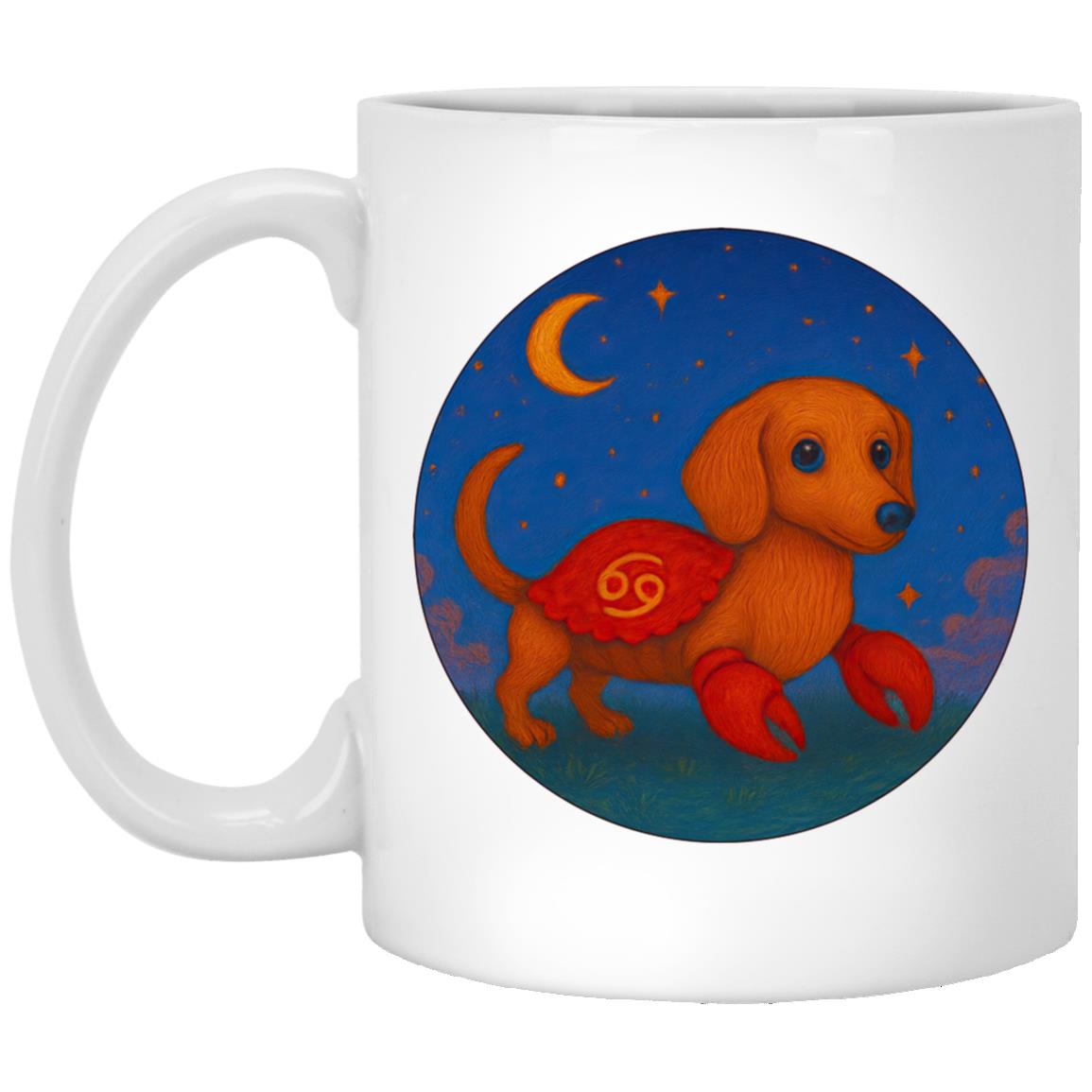 CustomCat Mugs 11oz White Mug Cancer Dachshund Zodiac Mugs