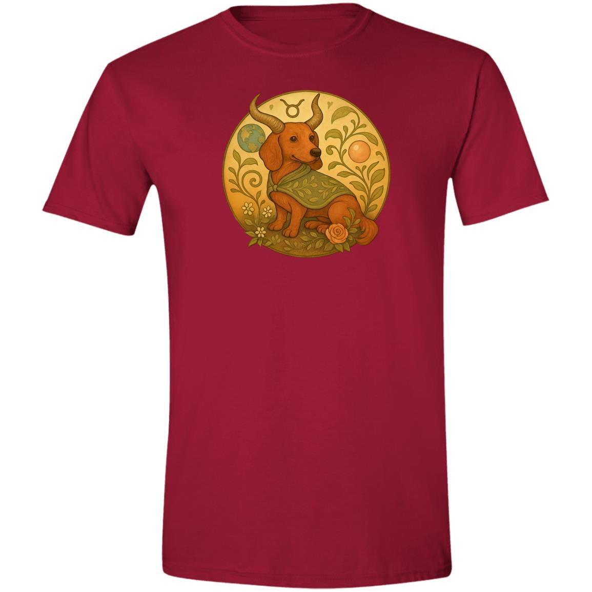 CustomCat T-Shirts Cardinal Red / S Taurus Dachshund Zodiac T-Shirt