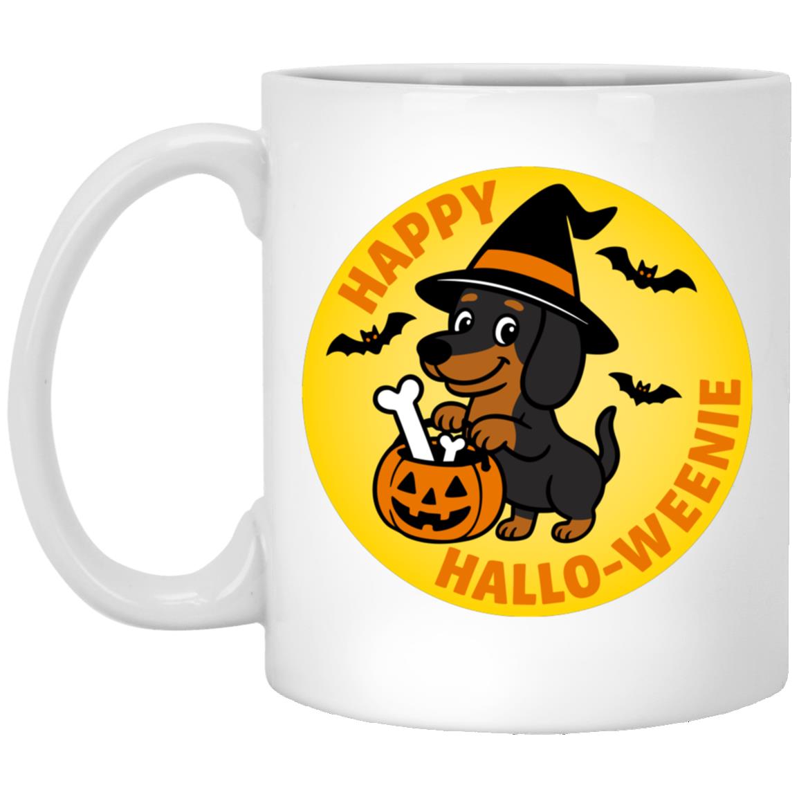 CustomCat Mugs 11oz White Mug Dachshund Halloweenie Short Hair Black/Tan Mugs