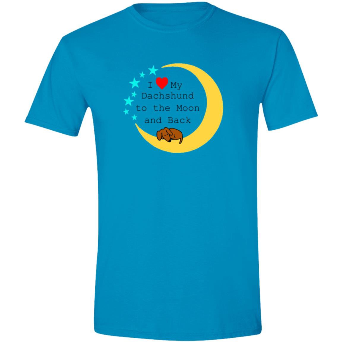 CustomCat T-Shirts Sapphire / S I Love My Dachshund To The Moon and Back (Brown/Red) T-Shirt