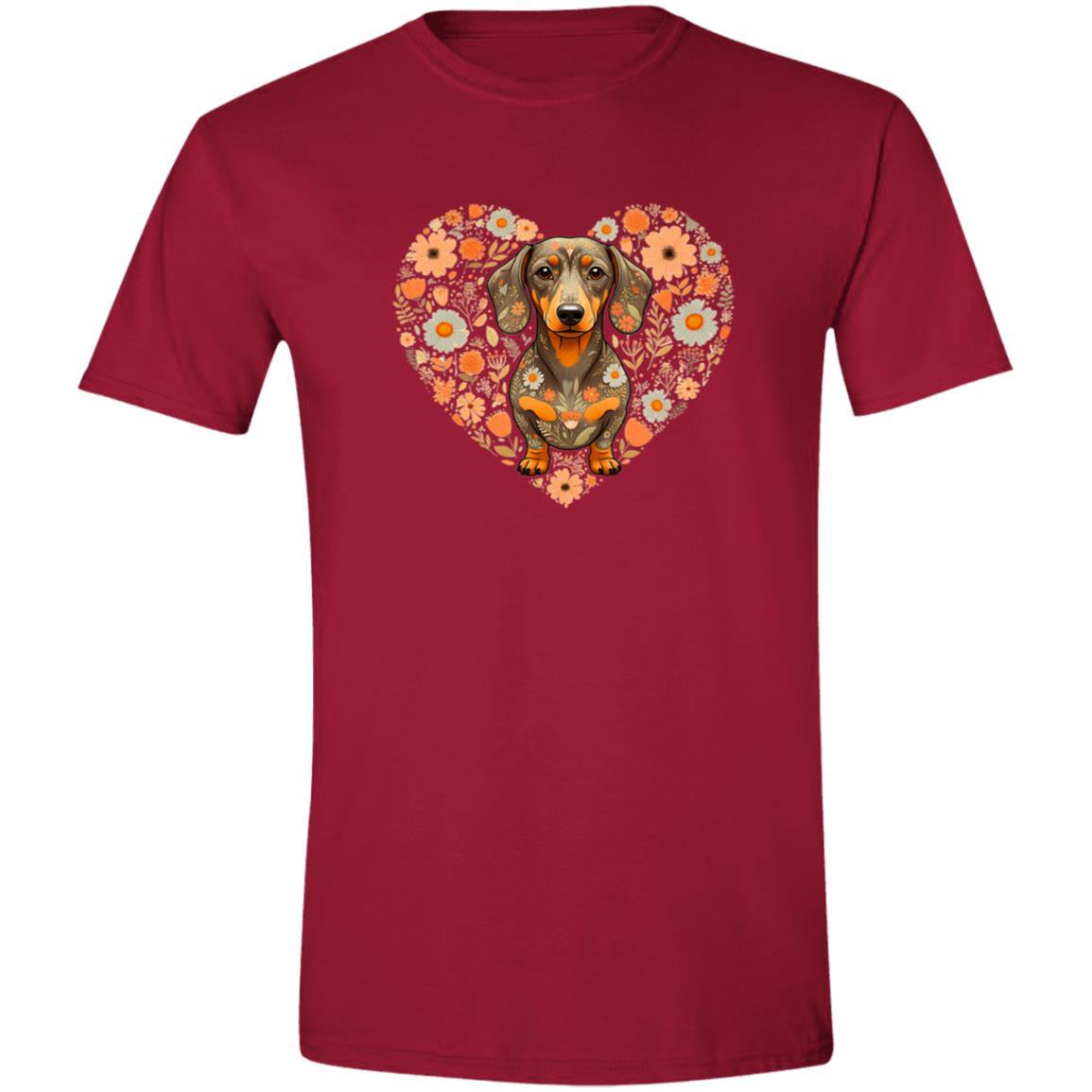 CustomCat T-Shirts Cardinal Red / S Dachshund Blooming Love T-Shirt