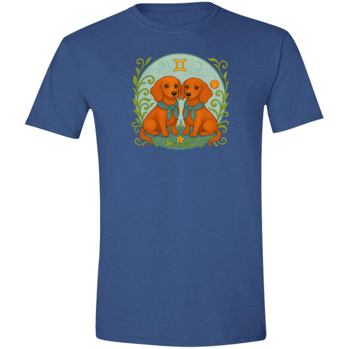 CustomCat T-Shirts Heather Royal / S Gemini Dachshund Zodiac T-Shirt
