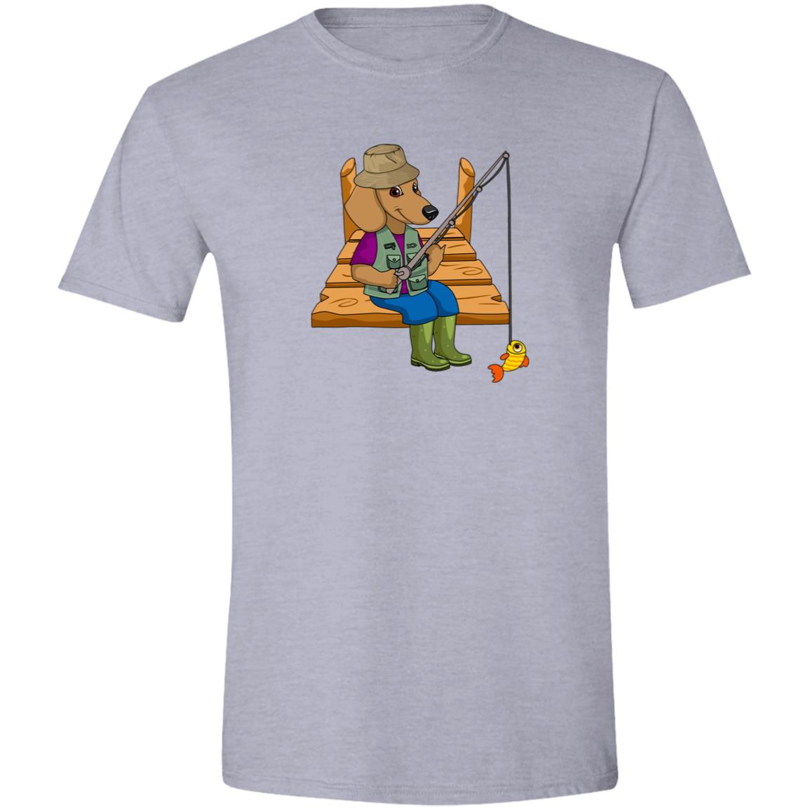 CustomCat T-Shirts Sport Grey / S Dachshund Gone Fishin’ T-Shirt - Brown Dachshund