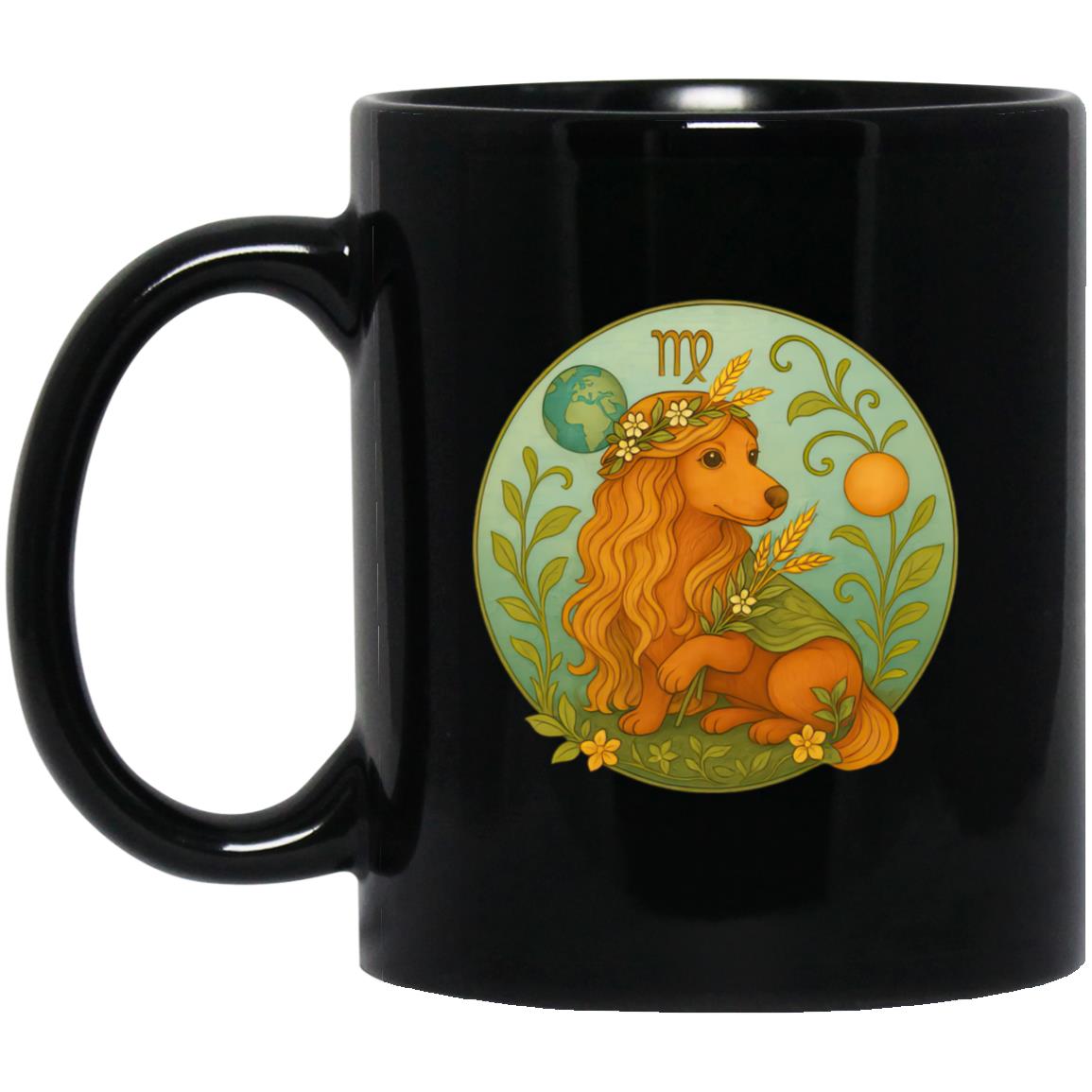 CustomCat Apparel 11oz Black Mug / Black / One Size Virgo Dachshund Zodiac Mugs