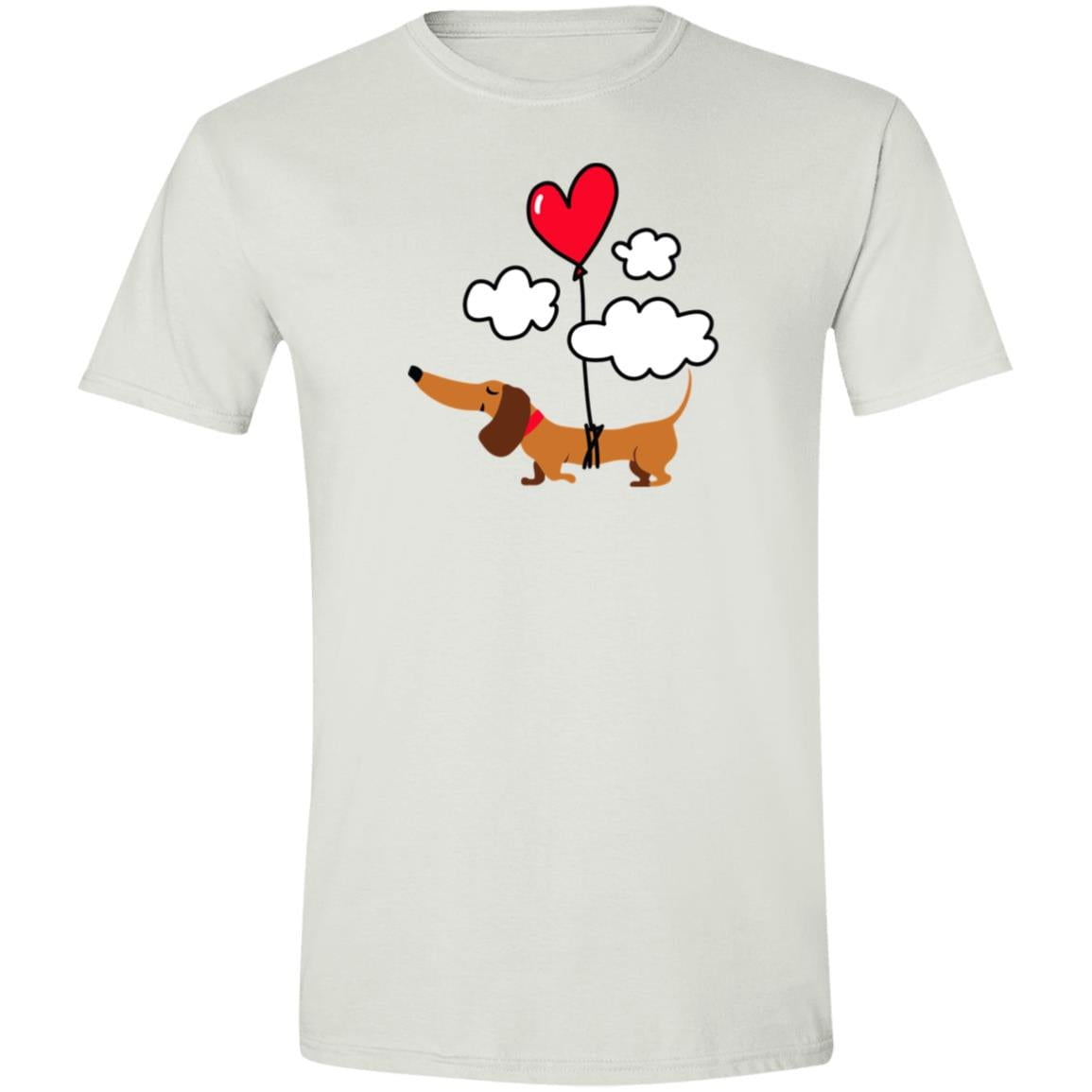 CustomCat T-Shirts White / S Dachshund Up Up and Away Heart Balloon T-Shirts