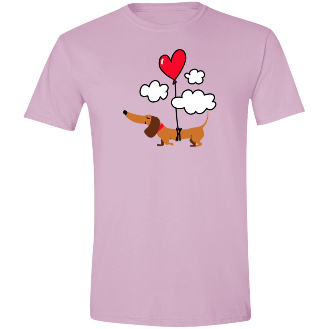 CustomCat T-Shirts Light Blue / S Dachshund Up Up and Away Heart Balloon T-Shirts