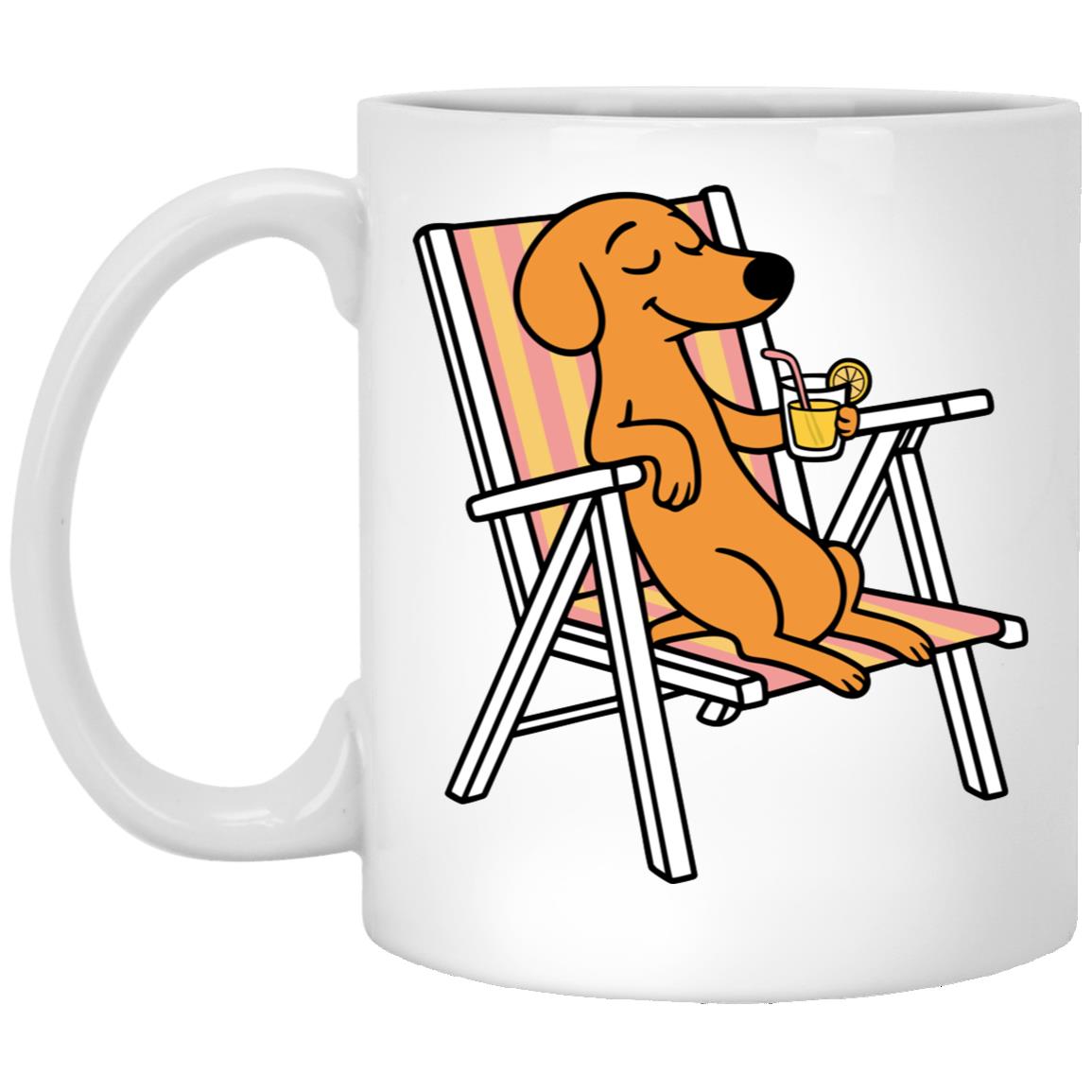 CustomCat Mugs 11oz White Mug Dachshund Paws & Relax Mugs