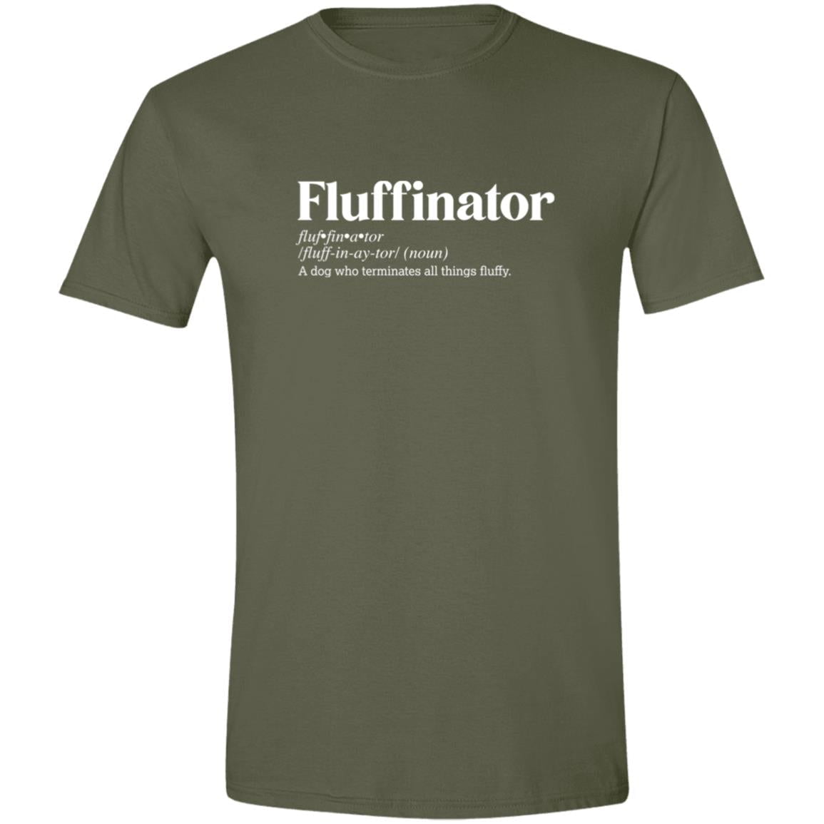 CustomCat T-Shirts Military Green / S Fluffinator Definition – Funny Dog Dictionary T-Shirt Collection