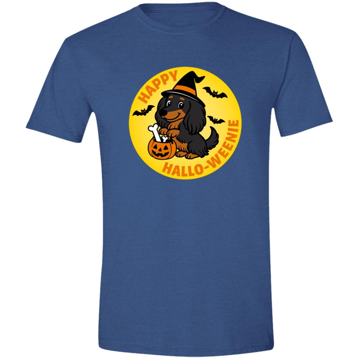 CustomCat T-Shirts Heather Royal / S Dachshund Halloweenie Long Hair Black/Tan T-Shirts