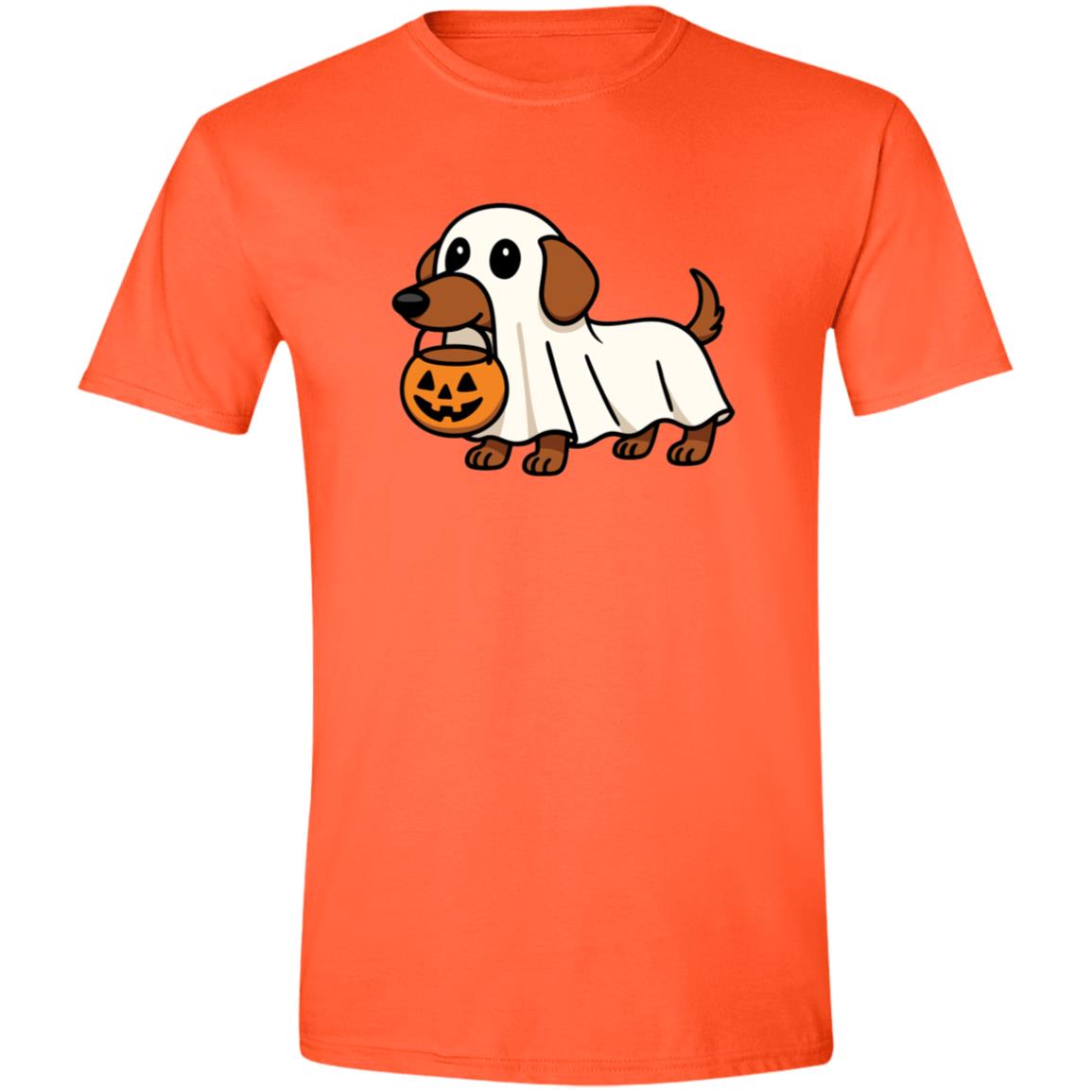 CustomCat Apparel No Trick or Treat / Orange / S Trick or Treat Dachshund Ghost Halloween T-Shirt