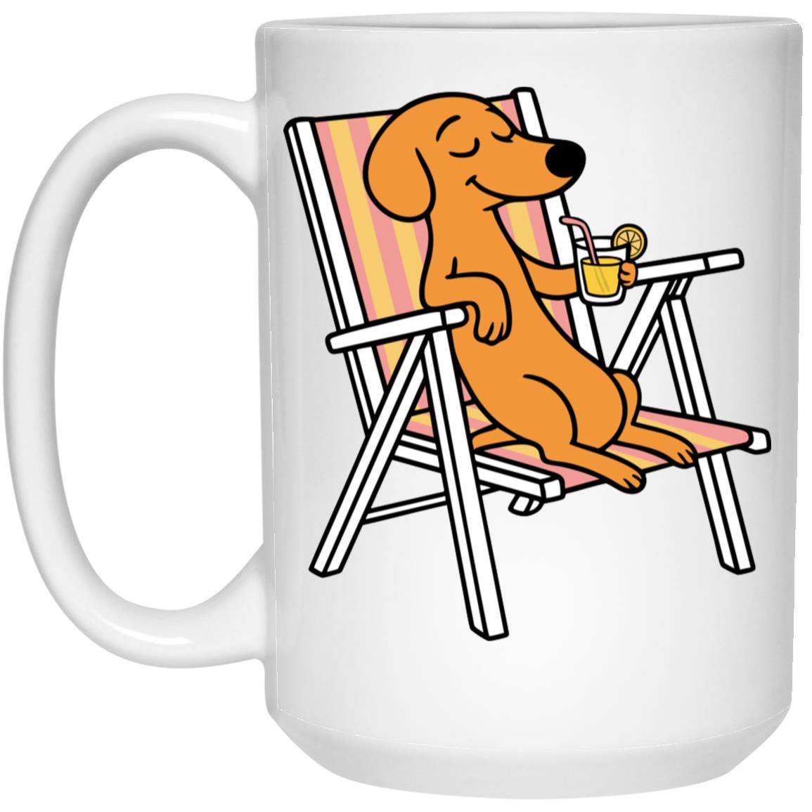 CustomCat Mugs 15oz White Mug Dachshund Paws & Relax Mugs