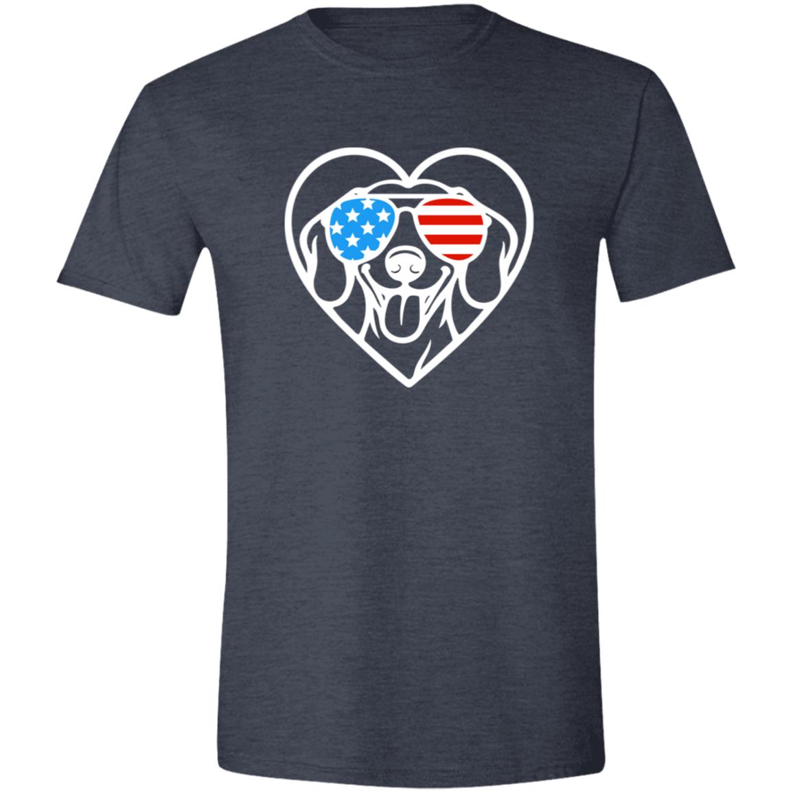 CustomCat T-Shirts Heather Navy / S Dachshund Patriotic Sunglasses T-Shirt
