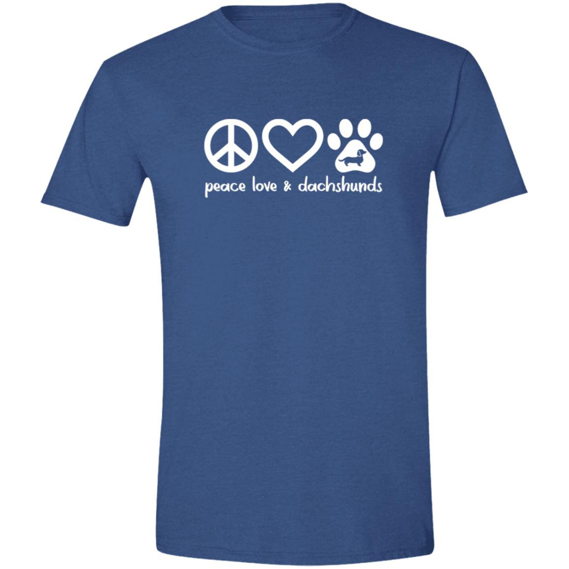 CustomCat T-Shirts Heather Royal / S Peace, Love & Dachshunds T-Shirt